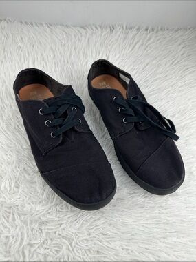 Toms Black Canvas Shoes Laced Sneakers Mens 9.5